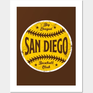 San Diego Retro Big League Baseball - Brown Posters and Art